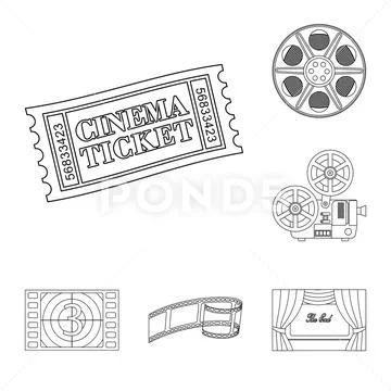 Vector design of cinematography and studio symbol. Collection of cinematography Stock Illustration