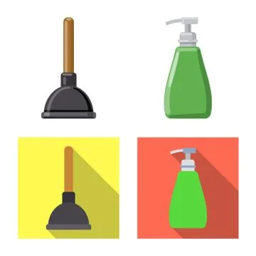 Vector design of cleaning and service sign. Collection of cleaning and household Stock Illustration