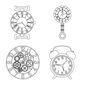 Vector design of clock and time logo. Set of clock and circle stock symbol for Illustrazione stock