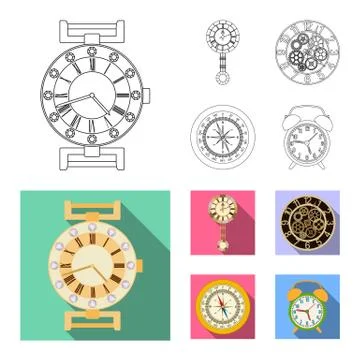 Vector design of clock and time logo. Set of clock and circle stock symbol for Stock Illustration