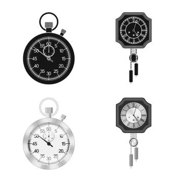 Vector design of clock and time symbol. Collection of clock and circle vector Stock Illustration