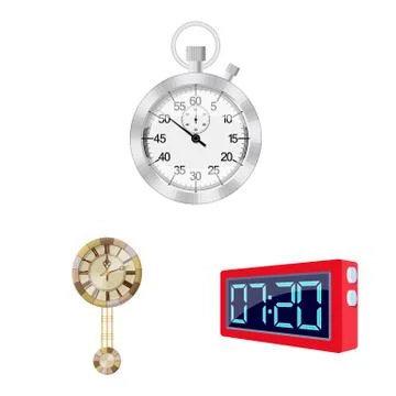 Vector design of clock and time symbol. Set of clock and circle stock vector Stock Illustration
