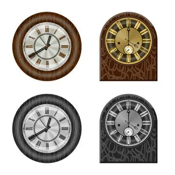 Vector design of clock and time icon. Set of clock and circle vector icon for Stock Illustration