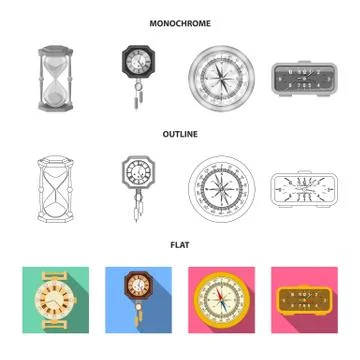 Vector design of clock and time icon. Set of clock and circle stock symbol for Illustrazione stock