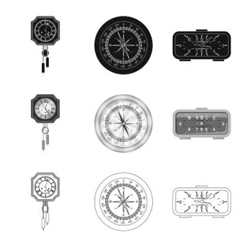 Vector design of clock and time logo. Set of clock and circle stock symbol for Stock Illustration