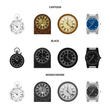 Vector design of clock and time symbol. Set of clock and circle stock symbol for Stock Illustration