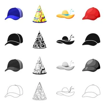Vector design of clothing and cap sign. Collection of clothing and beret stock Stock Illustration