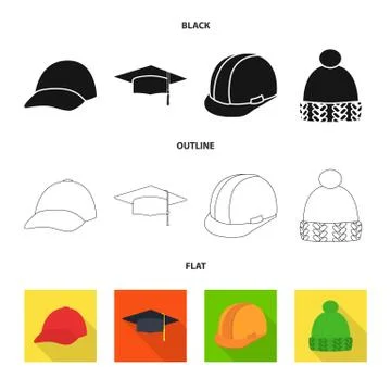 Vector design of clothing and cap sign. Set of clothing and beret stock vector Stock Illustration