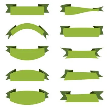 Vector design collection of green ribbons banners Stock Illustration