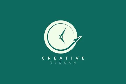 Vector design of combined plane and clock shape. Minimalist and simple illust Stock Illustration