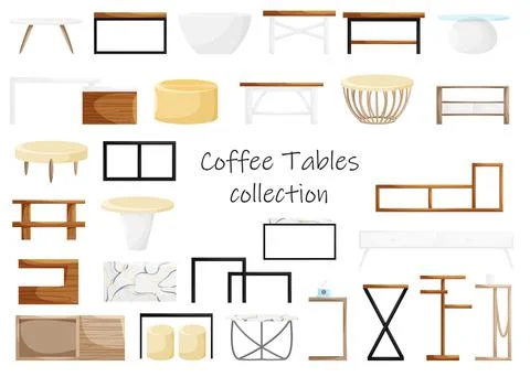 Vector design concept of coffee table collection isolated on white background Stock Illustration