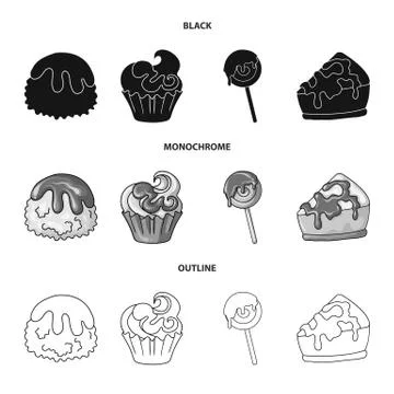 Vector design of confectionery and culinary logo. Collection of confectionery Stock Illustration