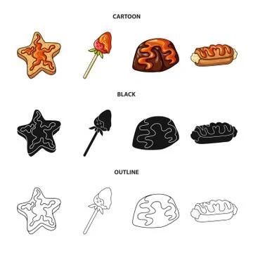 Vector design of confectionery and culinary icon. Collection of confectionery Stock Illustration