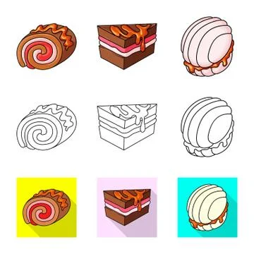 Vector design of confectionery and culinary symbol. Set of confectionery and Stock Illustration