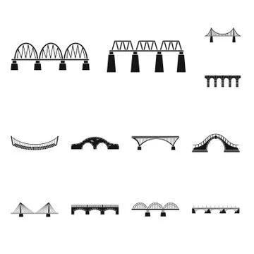 Vector design of construct and side logo. Collection of construct and bridge Stock Illustration