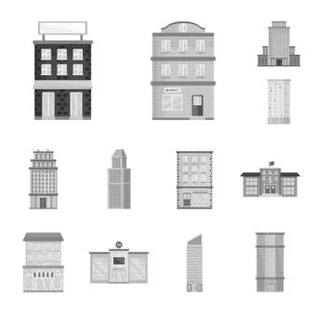 Vector design of construction and city logo. Collection of construction and Ilustración de archivo