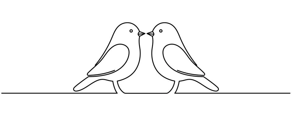 Vector design continue line two love birds Editable stroke Stock Illustration