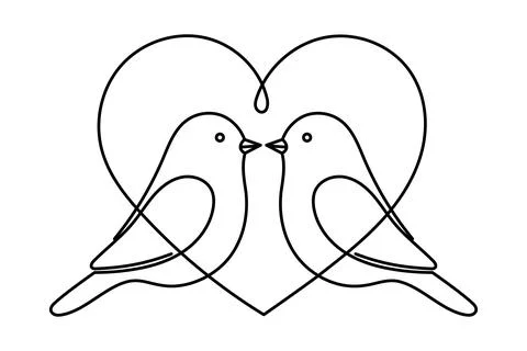 Vector design continue line two love birds Editable stroke Stock Illustration