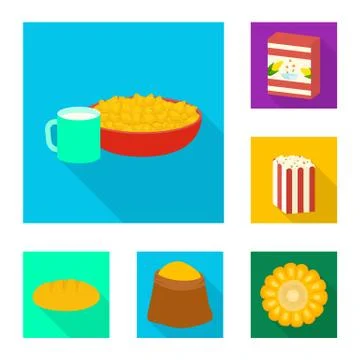 Vector design of cornfield and vegetable logo. Set of cornfield and vegetarian Stock Illustration