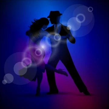 Vector design with couple dancing tango on dark background. EPS 10 illustrati Stock Illustration
