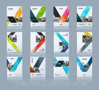 Vector design for cover annual report. Mega set. Brochure or fly Illustrazione stock