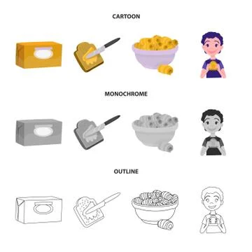 Vector design of creamy and product icon. Set of creamy and farm stock symbol Stock Illustration
