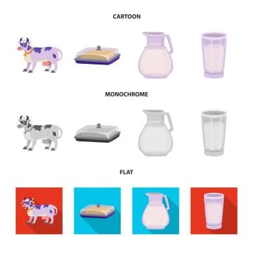Vector design of creamy and product symbol. Collection of creamy and farm stock Stock Illustration
