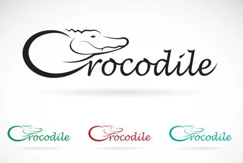 Vector design crocodile is text on a white background. Stock Illustration