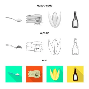 Vector design of crop and ecological sign. Set of crop and cooking stock symbol Stock Illustration