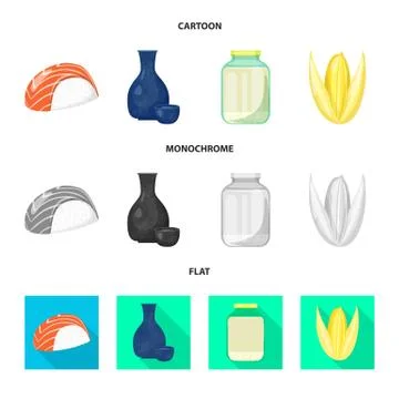 Vector design of crop and ecological symbol. Collection of crop and cooking Illustrazione stock