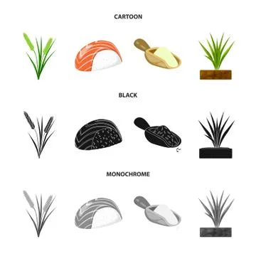 Vector design of crop and ecological sign. Set of crop and cooking stock vector Illustrazione stock