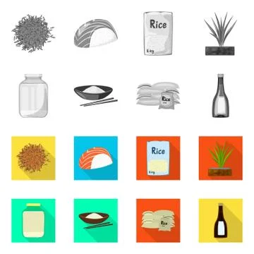 Vector design of crop and ecological symbol. Collection of crop and cooking Illustrazione stock