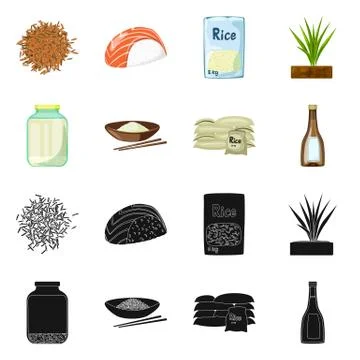 Vector design of crop and ecological sign. Set of crop and cooking vector icon Stock Illustration