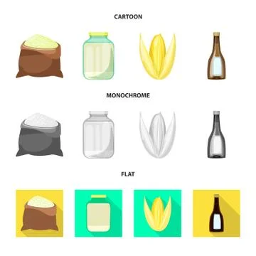 Vector design of crop and ecological sign. Set of crop and cooking stock vector Illustrazione stock