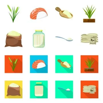 Vector design of crop and ecological sign. Set of crop and cooking stock symbol Illustrazione stock