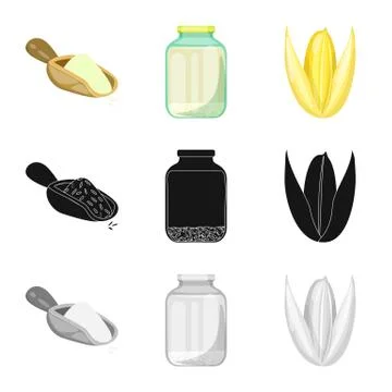 Vector design of crop and ecological symbol. Collection of crop and cooking Illustrazione stock