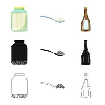 Vector design of crop and ecological symbol. Collection of crop and cooking Stock Illustration