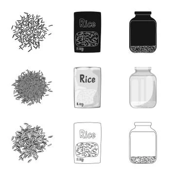 Vector design of crop and ecological symbol. Set of crop and cooking stock Illustrazione stock