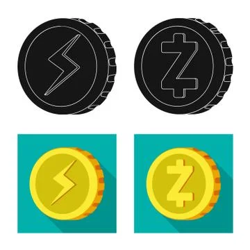 Vector design of cryptocurrency and coin symbol. Set of cryptocurrency and Stock Illustration