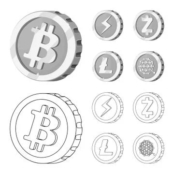 Vector design of cryptocurrency and coin logo. Set of cryptocurrency and crypto Ilustración de archivo