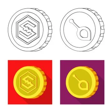 Vector design of cryptocurrency and coin sign. Collection of cryptocurrency and Illustrazione stock