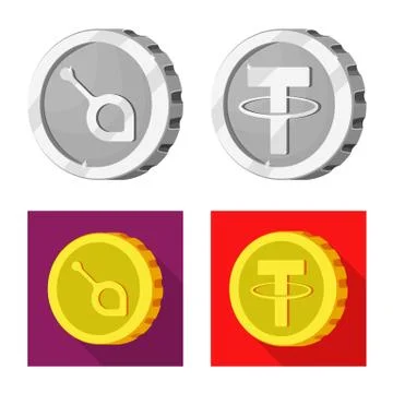 Vector design of cryptocurrency and coin symbol. Collection of cryptocurrency Stock Illustration