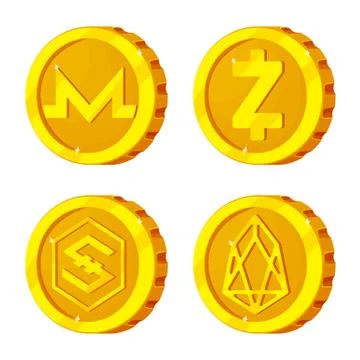 Vector design of cryptocurrency and coin symbol. Set of cryptocurrency and Stock Illustration