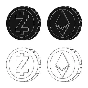 Vector design of cryptocurrency and coin sign. Set of cryptocurrency and crypto Ilustración de archivo