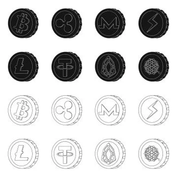 Vector design of cryptocurrency and coin logo. Set of cryptocurrency and crypto イラスト素材