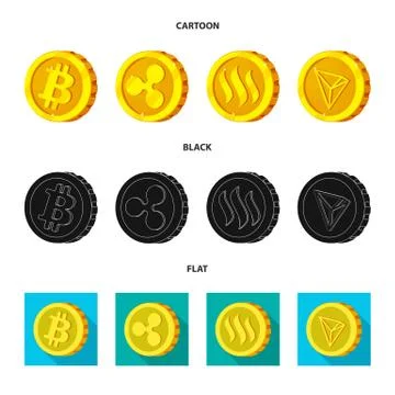 Vector design of cryptocurrency and coin sign. Set of cryptocurrency and crypto Stock Illustration