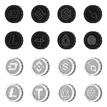 Vector design of cryptocurrency and coin logo. Set of cryptocurrency and crypto Illustrazione stock