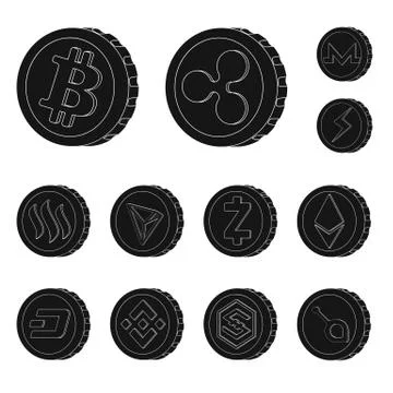 Vector design of cryptocurrency and coin icon. Set of cryptocurrency and crypto Ilustración de archivo