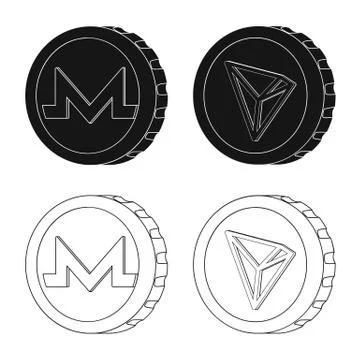 Vector design of cryptocurrency and coin logo. Set of cryptocurrency and crypto Ilustración de archivo