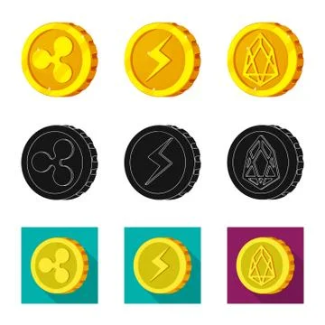 Vector design of cryptocurrency and coin logo. Collection of cryptocurrency and イラスト素材